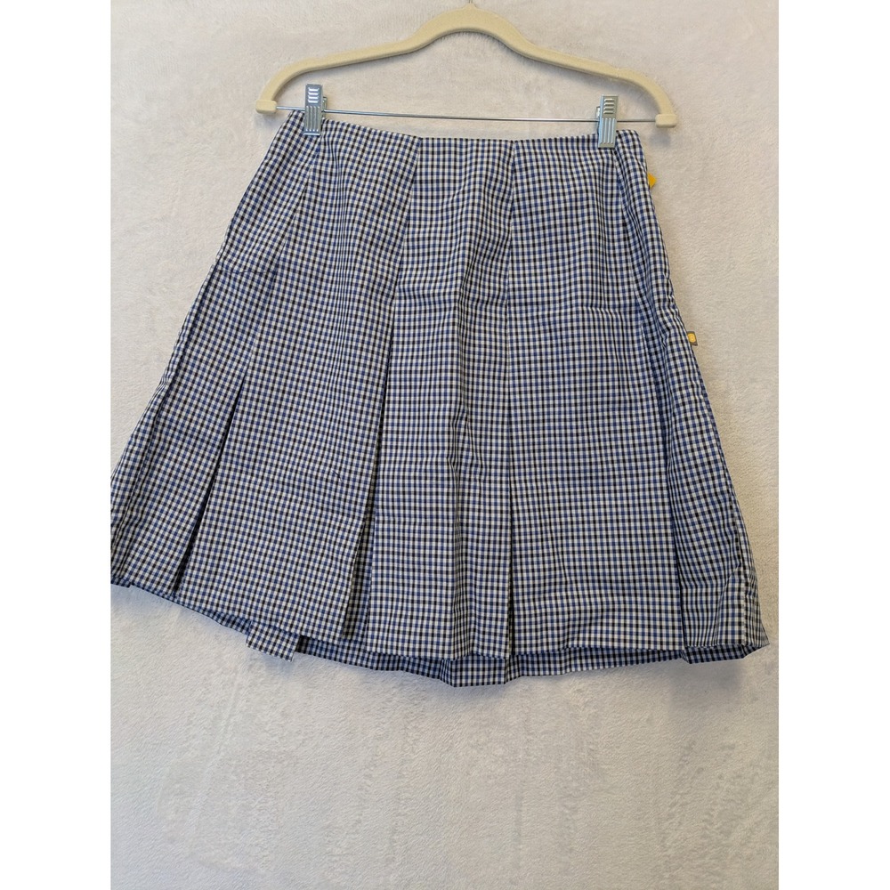 Dennis Uniform High Waist Box Pleat Skirt Blue Black White Check Plaid Junior‎ 9